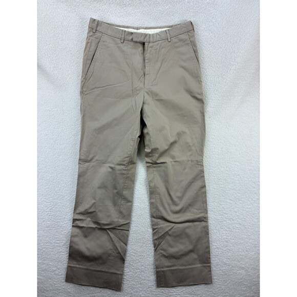 Z Zegna Chino Pants Mens 32R Beige Slim Fit Stretch Cotton Trouser Dress Casual - Picture 2 of 14
